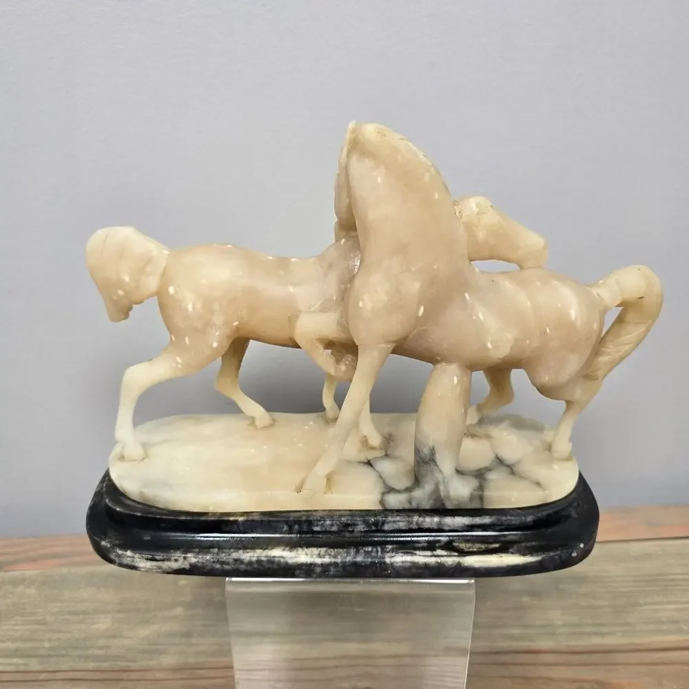 Vintage Italian Alabaster Horse Carving / White Horse Statue